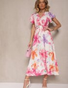lovery Rochie petrecută Fucsia cu cordon cu imprimeu floral Redellira