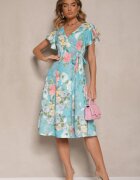 lovery Rochie Petrecută Verde cu Imprimeu Floral Atesalia