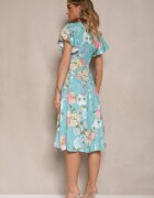 lovery Rochie Petrecută Verde cu Imprimeu Floral Atesalia