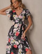 lovery Rochie Plic Neagră Florală Atesalia
