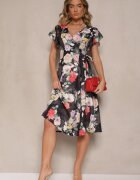 lovery Rochie Plic Neagră Florală Atesalia