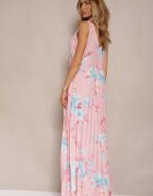 lovery Rochie plisată roz cu fason evazat cu bretele late Nitanela