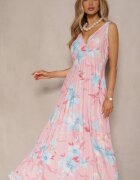 lovery Rochie plisată roz cu fason evazat cu bretele late Nitanela