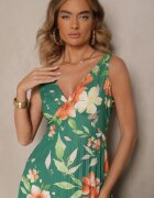 lovery Rochie Plisată Verde închis evazată cu bretele late Nitanela