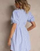lovery Rochie Retro Albastru deschis cu carouri Vichy cu croi evazat cu legătură Temarea