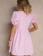 lovery Rochie Retro Roză în Carouri Vichy cu Croială Evazată și Legătură Temarea