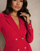lovery Rochie Roșie cambrată stil sacou decorată cu mini trenă Besilaine