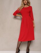 lovery Rochie roșie cu croială cloș cu cusături decorative Reanelis