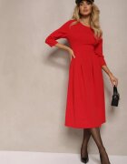 lovery Rochie roșie cu croială cloș cu cusături decorative Reanelis