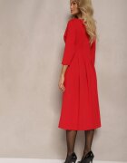 lovery Rochie roșie cu croială cloș cu cusături decorative Reanelis