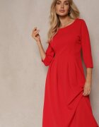 lovery Rochie roșie cu croială cloș cu cusături decorative Reanelis