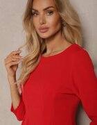 lovery Rochie roșie cu croială cloș cu cusături decorative Reanelis