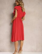 lovery Rochie roșie cu decolteu triunghiular cu elastic în talie cu croială plisată Doetta