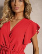 lovery Rochie roșie cu decolteu triunghiular cu elastic în talie cu croială plisată Doetta