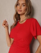 lovery Rochie Roșie evazată cu încrețituri Odarene