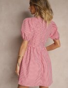 lovery Rochie Roșie Retro în carouri Vichy cu croială cloș cu legătură Temarea