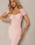 lovery Rochie Roz Bodycon cu Decolteu Inimă Buretat Asinela