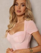 lovery Rochie Roz Bodycon cu Decolteu Inimă Buretat Asinela