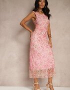 lovery Rochie Roz cambrată cu model floral Lirandra