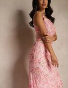 lovery Rochie Roz cambrată cu model floral Lirandra