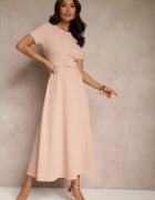 lovery Rochie Roz cu croi evazat cu o curea decorativă Desiliena