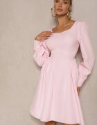 lovery Rochie Roz cu croi evazat decorată cu decolteu pătrat Katirva