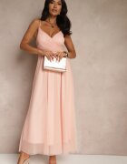 lovery Rochie Roz de Cocktail Ornată cu Tul Deviora