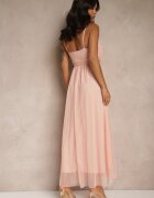lovery Rochie Roz de Cocktail Ornată cu Tul Deviora