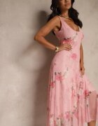 lovery Rochie Roz de Plasă Florală Milosea