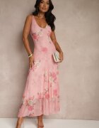 lovery Rochie Roz de Plasă Florală Milosea