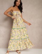 lovery Rochie Roz Decorată cu fundă și motiv de lămâi Galionea