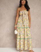 lovery Rochie Roz Decorată cu fundă și motiv de lămâi Galionea
