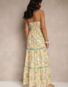 lovery Rochie Roz Decorată cu fundă și motiv de lămâi Galionea