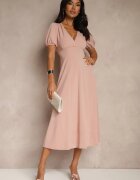 lovery Rochie Roz Evazată De Cocktail Decorată Cu Legătură Ziverine