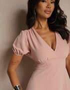 lovery Rochie Roz Evazată De Cocktail Decorată Cu Legătură Ziverine