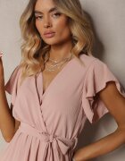 lovery Rochie Roz închis cu Spate Asimetric cu Decolteu Petrecut Decorată cu Curea în Talie Toridia