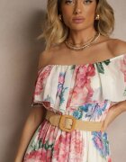 lovery Rochie Roz spaniolă cu imprimeu floral și curea împletită Sadeene