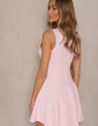 lovery Rochie Roză Fără Mâneci cu Croială Cloș Legată la Decolteu Hirkio
