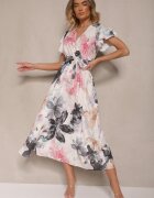 lovery Rochie tip plic cu cordon cu imprimeu floral Alb-Negru Redellira