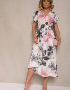 lovery Rochie tip plic cu cordon cu imprimeu floral Alb-Negru Redellira