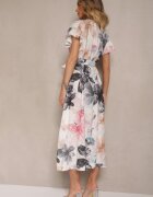 lovery Rochie tip plic cu cordon cu imprimeu floral Alb-Negru Redellira