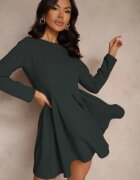 lovery Rochie Verde închis Evazată cu Croială Clasică Temiriela