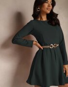 lovery Rochie Verde închis Evazată cu Croială Clasică Temiriela