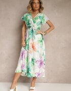 lovery Rochie Verde închis Tip plic cu Cordon cu Imprimeu floral Redellira