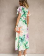lovery Rochie Verde închis Tip plic cu Cordon cu Imprimeu floral Redellira