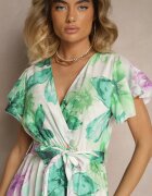 lovery Rochie Verde închis Tip plic cu Cordon cu Imprimeu floral Redellira