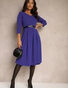 lovery Rochie Violetă cu croială evazată cu mânecă 3/4 Nomini