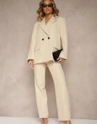 lovery Sacou Bej tip cutie Oversize cu nasturi dubli Kositia