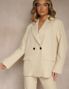 lovery Sacou Bej tip cutie Oversize cu nasturi dubli Kositia