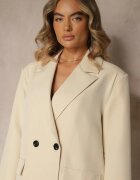 lovery Sacou Bej tip cutie Oversize cu nasturi dubli Kositia